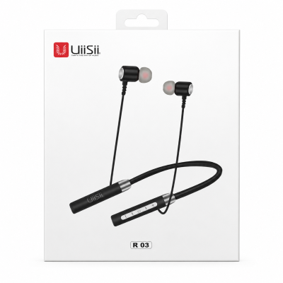 Uiisii R03 Wireless Bluetooth Neckband Earphone | Heavy Bass, Active Noise Cancelling (ANC), IPX-5 Waterproof, Hybrid Technology & Wireless Charging In-Ear Headset